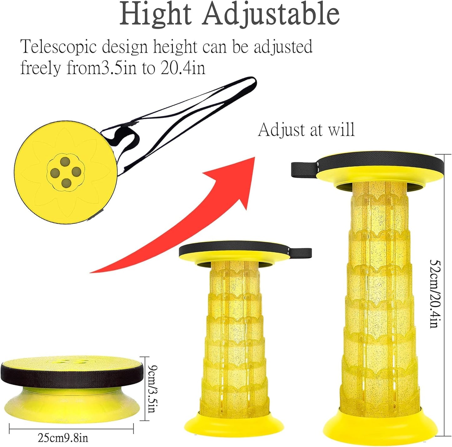 Folding Stool Telescopic Height-Adjustable Ultralight 441 Pound Capacity