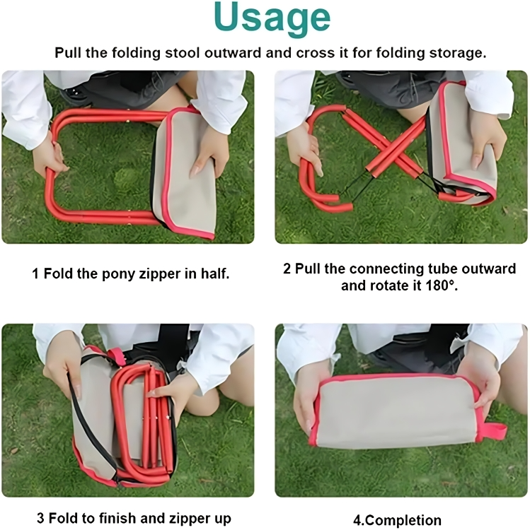 Folding Stool Ultralight & Compact Stainless Steel Frame