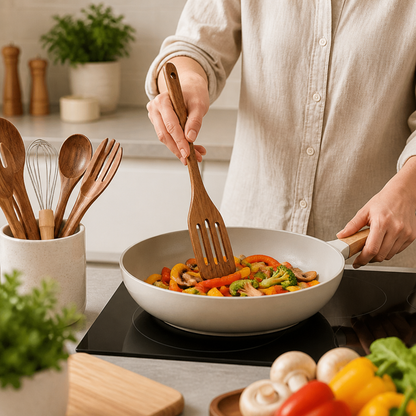 Food-Safe Hardwood with Stainless Steel Whisk Kitchen Utensil Set (11-Piece)