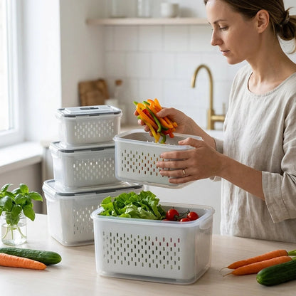 Food Storage Set Airtight Silicone Seal Removable Strainer