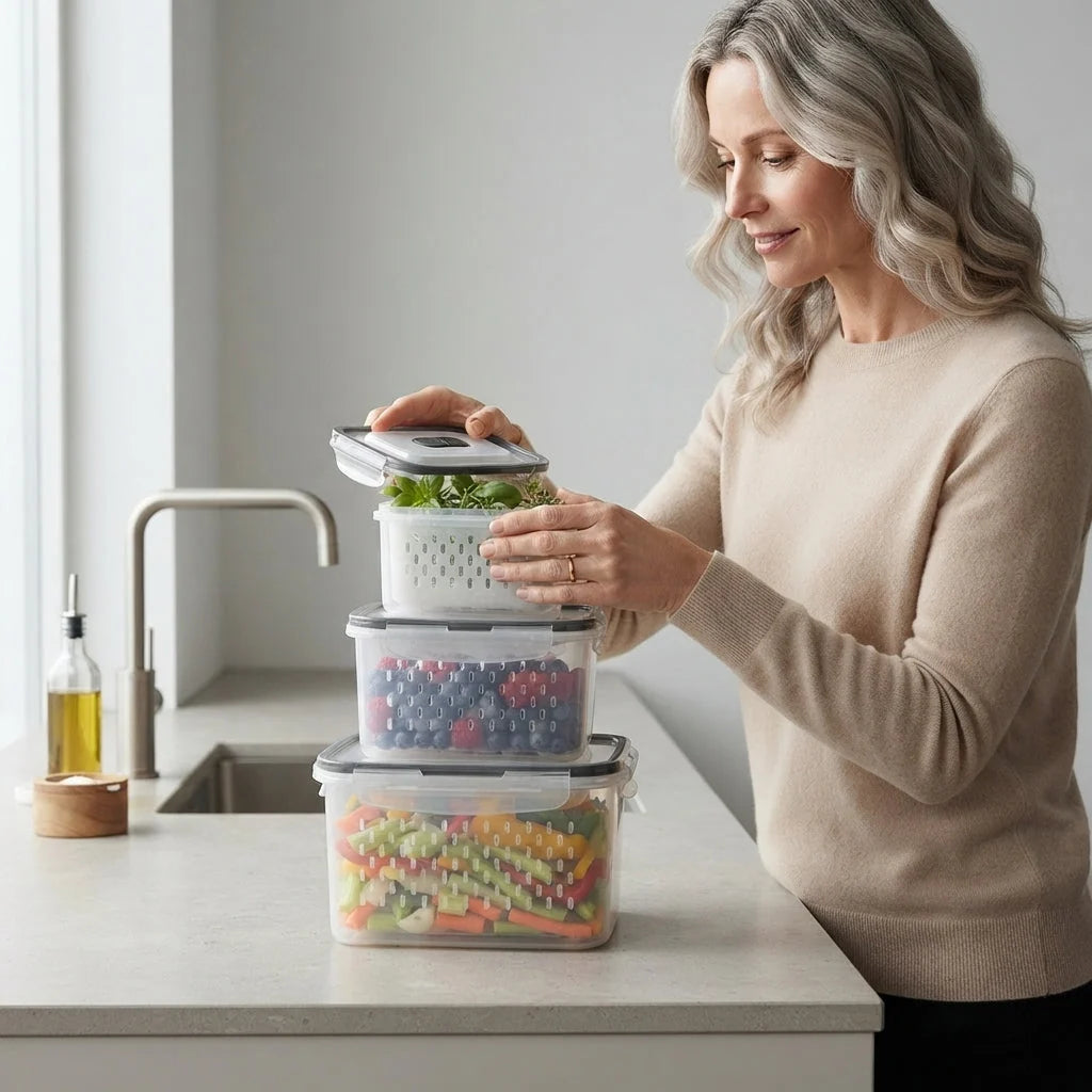 Food Storage Set Airtight Silicone Seal Removable Strainer