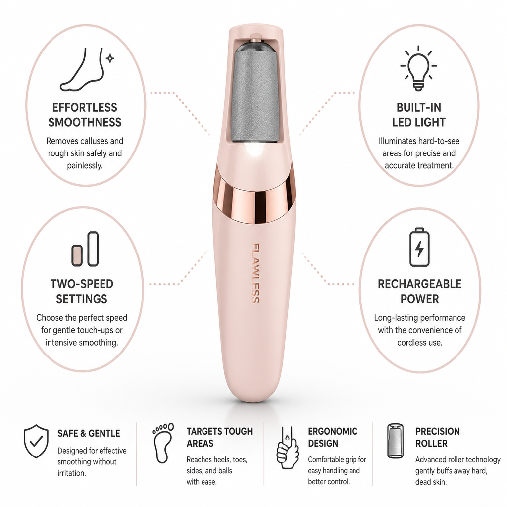 Foot Callus Remover Rechargeable Two-Speed Built-In LED