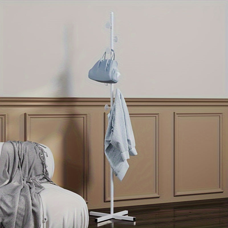 Freestanding Coat Rack Powder-Coated Metal Multiple Hooks