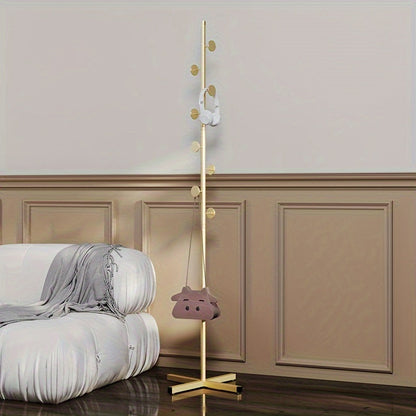 Freestanding Coat Rack Powder-Coated Metal Multiple Hooks