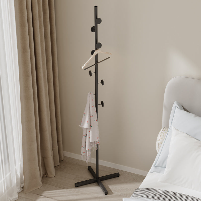 Freestanding Coat Rack Powder-Coated Metal Multiple Hooks
