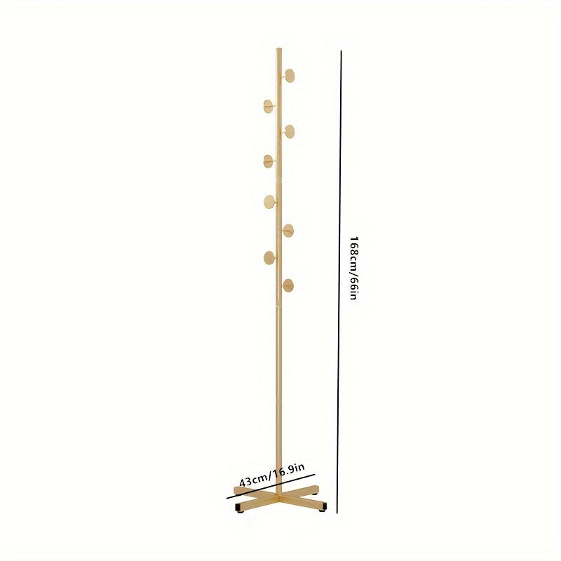 Freestanding Coat Rack Powder-Coated Metal Multiple Hooks