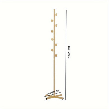 Freestanding Coat Rack Powder-Coated Metal Multiple Hooks