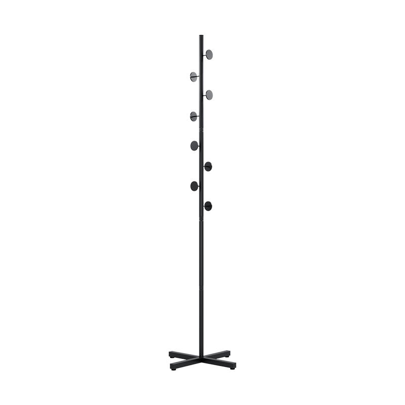 Freestanding Coat Rack Powder-Coated Metal Multiple Hooks