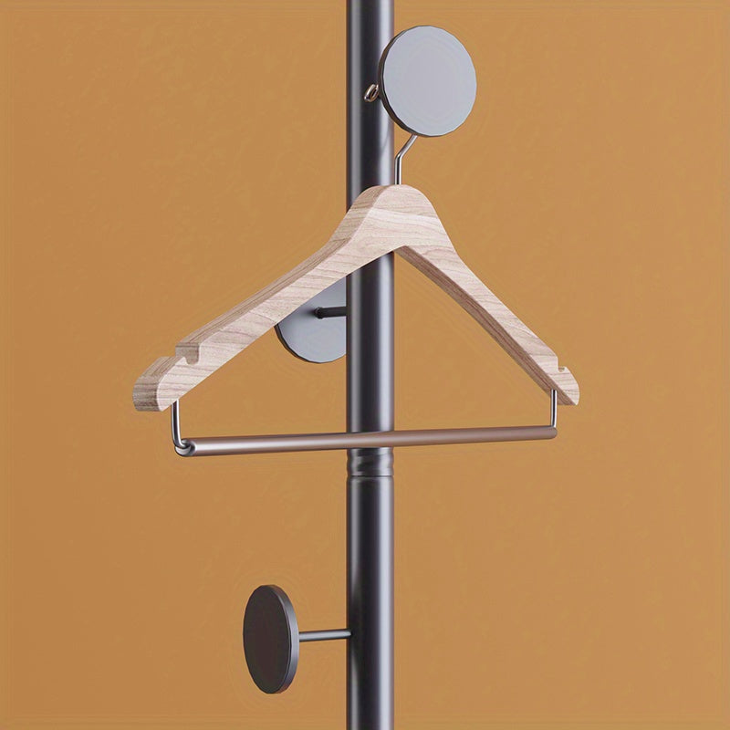 Freestanding Coat Rack Powder-Coated Metal Multiple Hooks