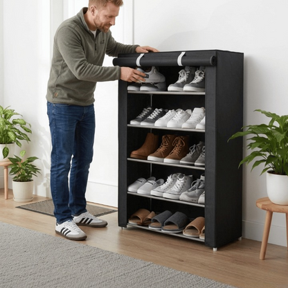 Freestanding Shoe Cabinet Tool-Free Assembly Breathable Zipper Cover