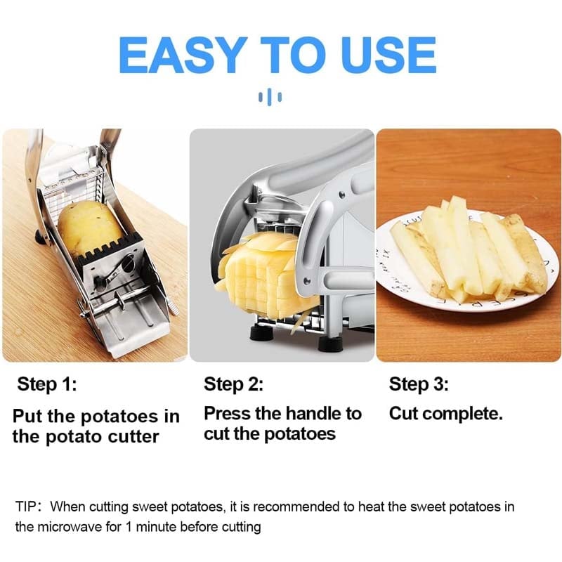 French Fry Cutter Stainless Steel Ergonomic Lever