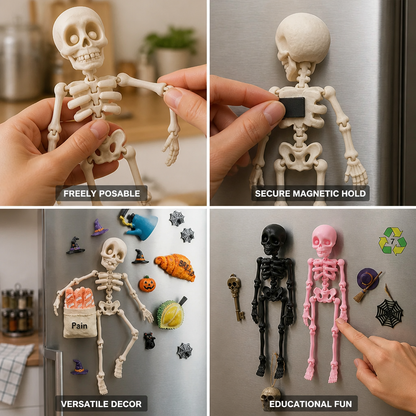 Fridge Magnet Posable Skeleton & Secure Magnetic Hold