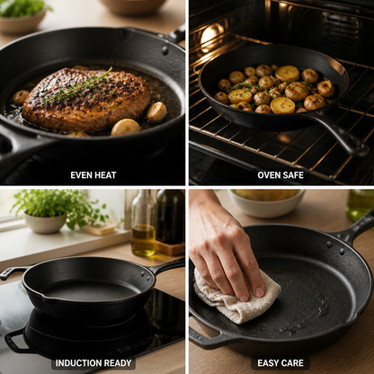 Frying Pan Cast Iron Induction & Oven Safe