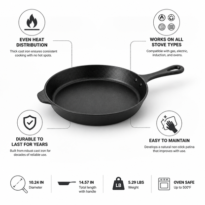 Frying Pan Cast Iron Induction & Oven Safe
