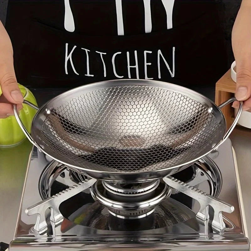 Frying Pan Stainless Steel Honeycomb Non-Stick Scratch-Resistant