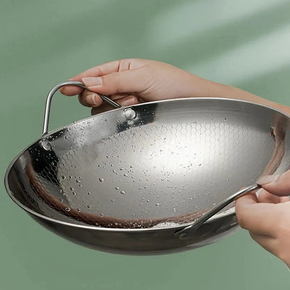 Frying Pan Stainless Steel Honeycomb Non-Stick Scratch-Resistant