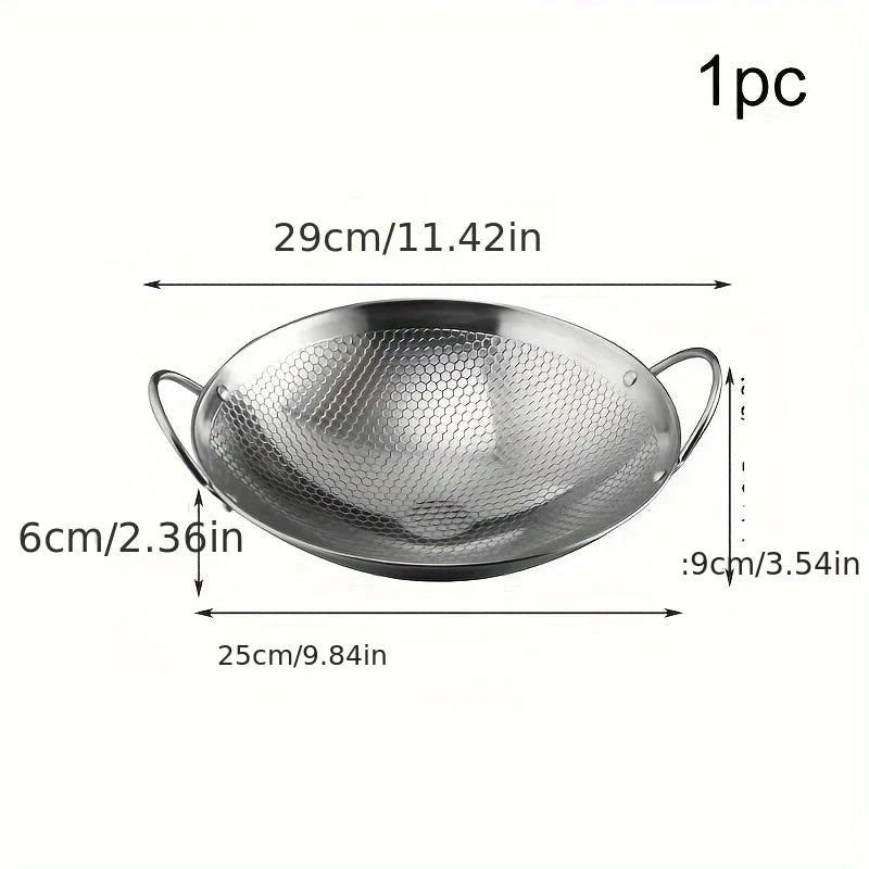Frying Pan Stainless Steel Honeycomb Non-Stick Scratch-Resistant