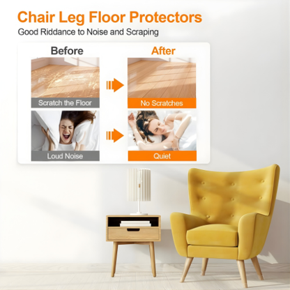Furniture Leg Caps Silicone & Felt Set of 16
