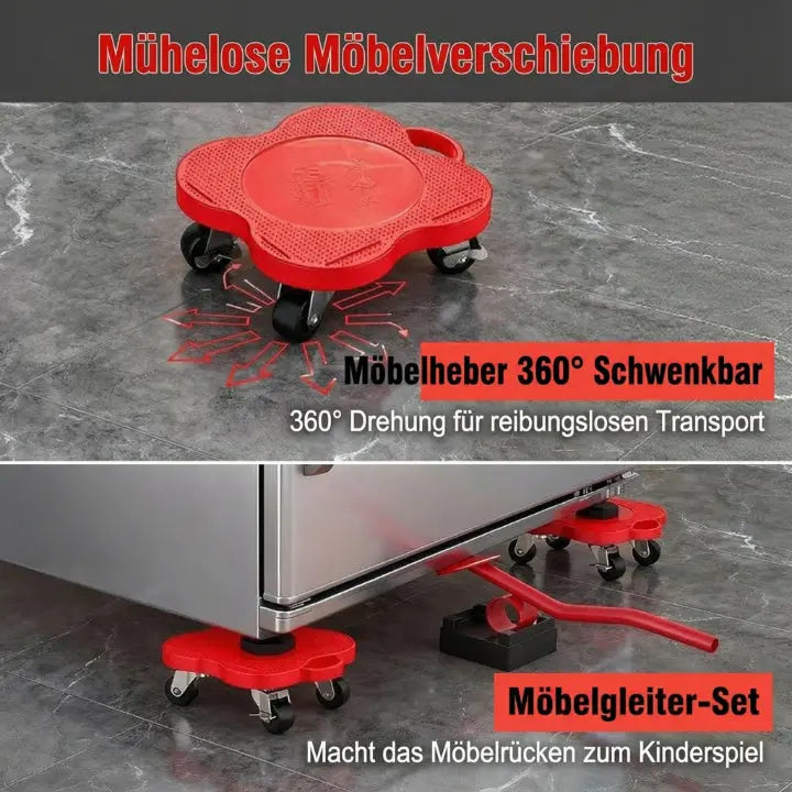 Furniture Lifter Set Lever & Locking Swivel Rollers