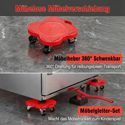 Furniture Lifter Set Lever & Locking Swivel Rollers