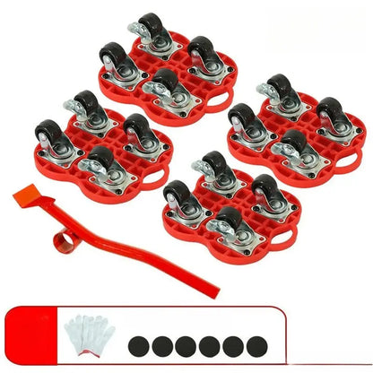Furniture Lifter Set Lever & Locking Swivel Rollers