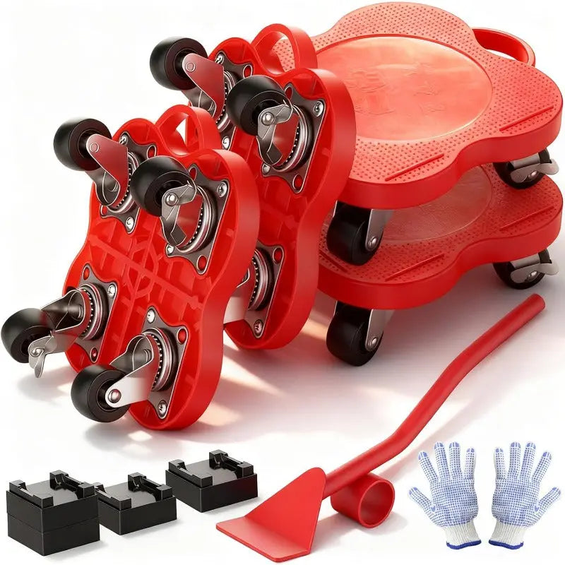 Furniture Lifter Set Lever & Locking Swivel Rollers