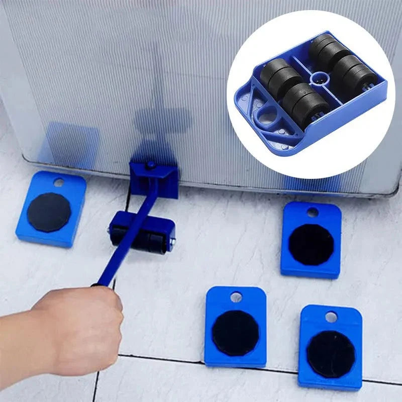 Furniture Moving Dolly Set Steel Lifting Bar & Floor Pads