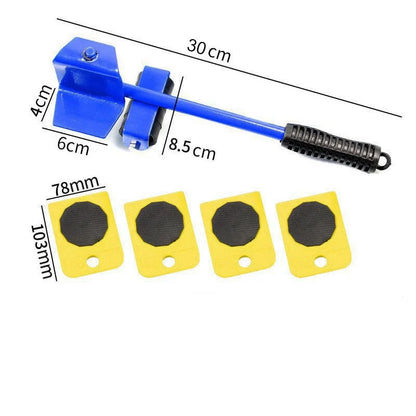 Furniture Moving Dolly Set Steel Lifting Bar & Floor Pads