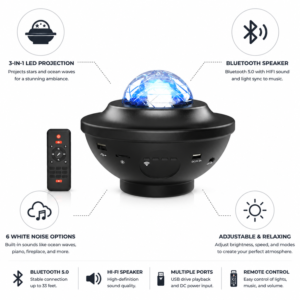 Galaxy Projector Bluetooth Speaker & Sleep Sounds