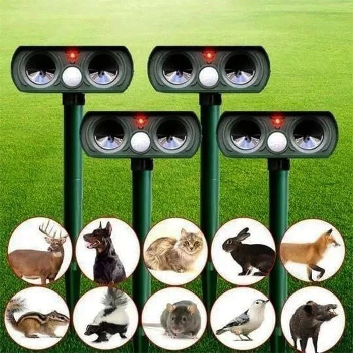 Garden Animal Repellent Motion-Activated Ultrasonic Solar & Battery Backup