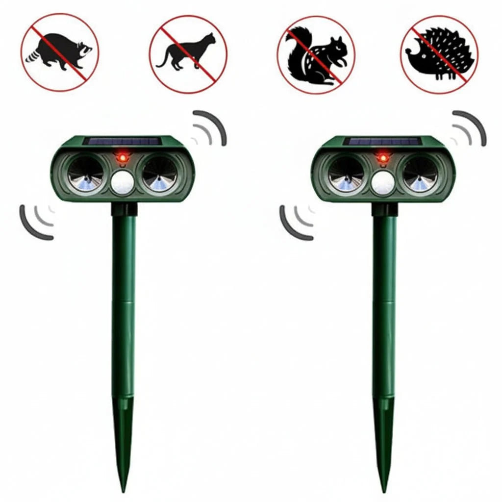 Garden Animal Repellent Motion-Activated Ultrasonic Solar & Battery Backup