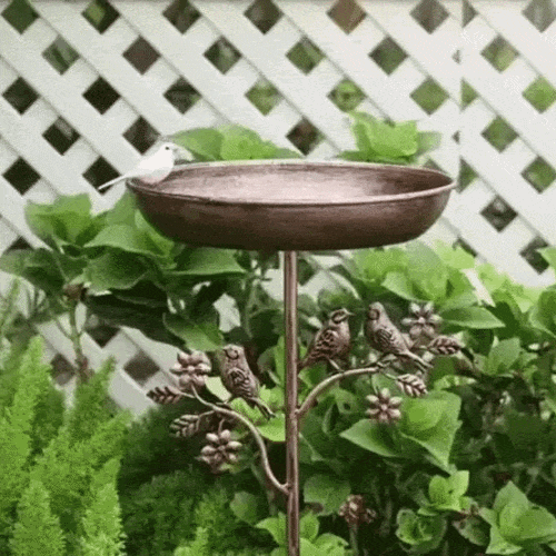 Garden Bird Bath Weatherproof Copper-Look Metal Ground Spike