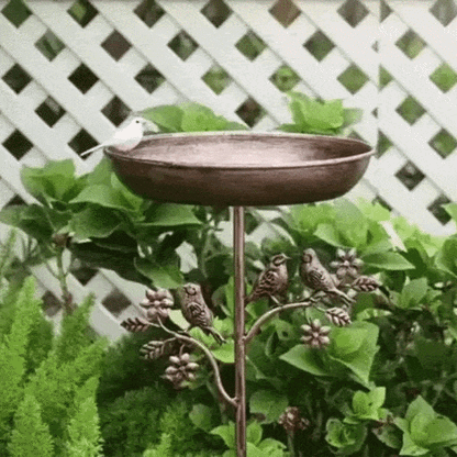 Garden Bird Bath Weatherproof Copper-Look Metal Ground Spike
