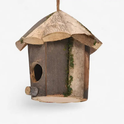 Garden Birdhouse Cabin-Shaped Durable Wood Ready To Hang