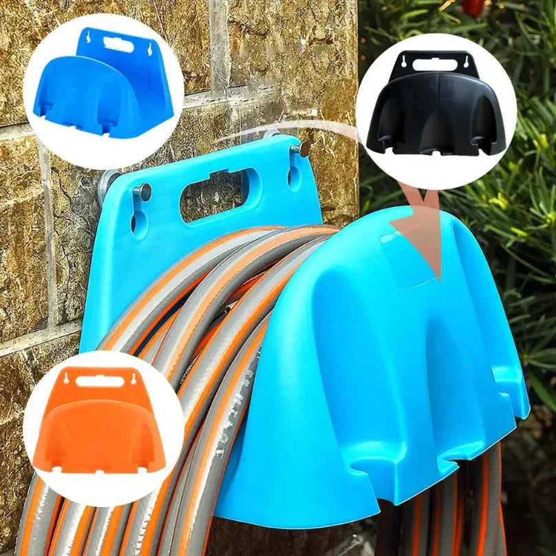 Garden Hose Holder Wall-Mounted Integrated Handle Kink-Preventing
