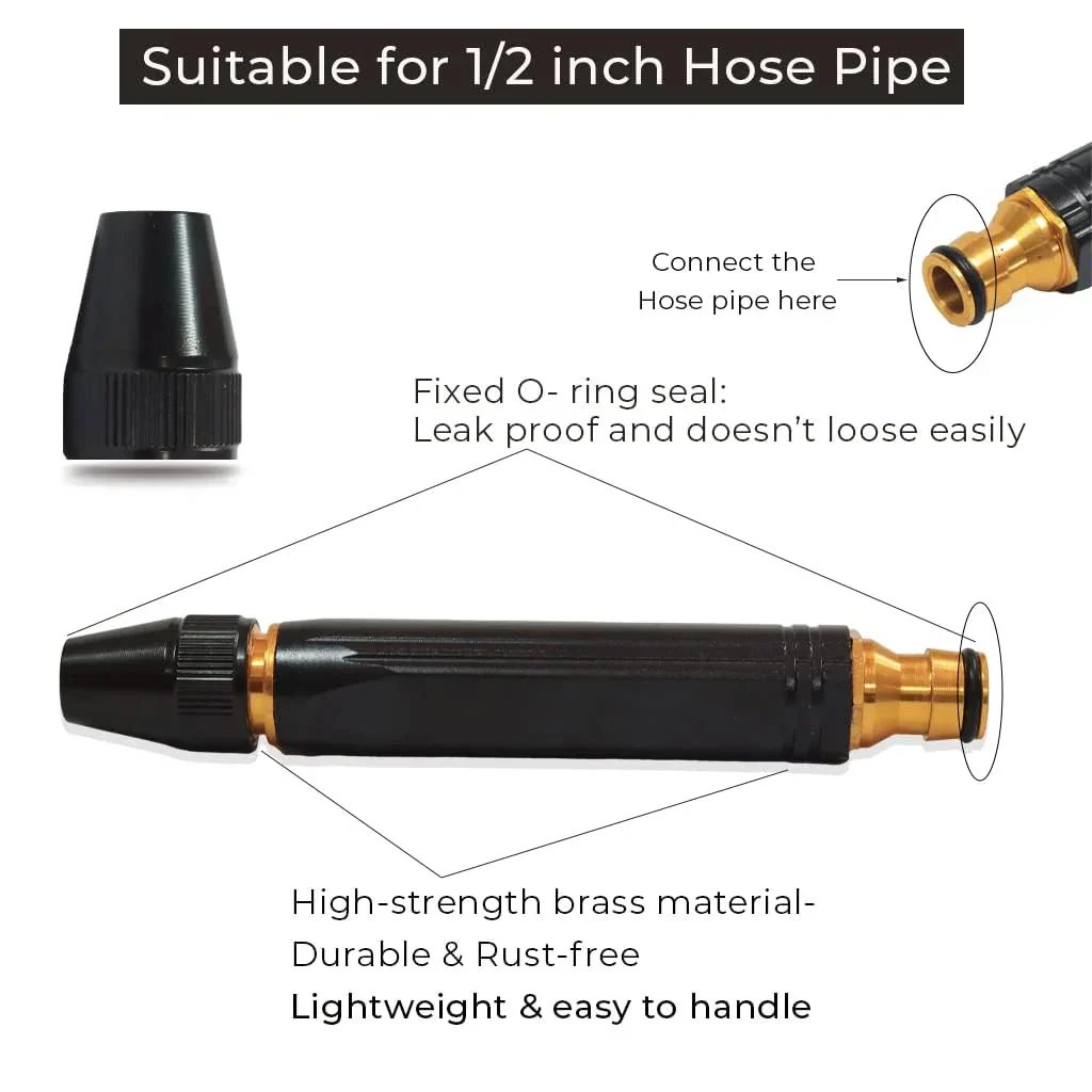 Garden Hose Spray Nozzle 10x Pressure Boost 3 Settings
