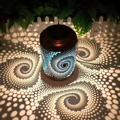 Garden Lantern Swirling Light Pattern Weatherproof Metal