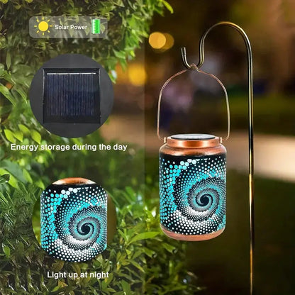 Garden Lantern Swirling Light Pattern Weatherproof Metal