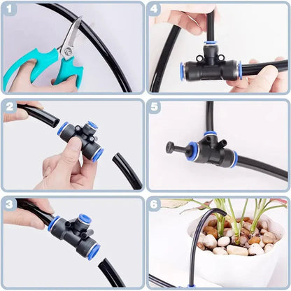 Garden Misting System 20m Adjustable Copper Nozzles Quick Connect
