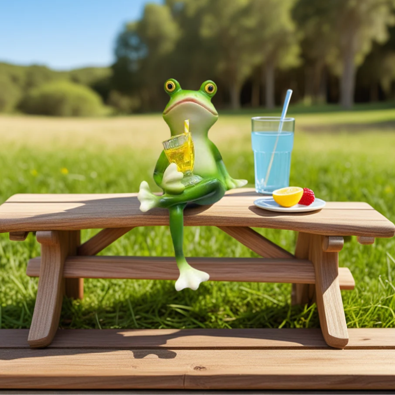 Garden Sculpture Climbing Frog Hand-Painted Weather-Resistant Resin