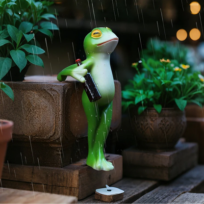 Garden Sculpture Climbing Frog Hand-Painted Weather-Resistant Resin