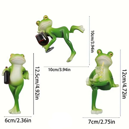 Garden Sculpture Climbing Frog Hand-Painted Weather-Resistant Resin