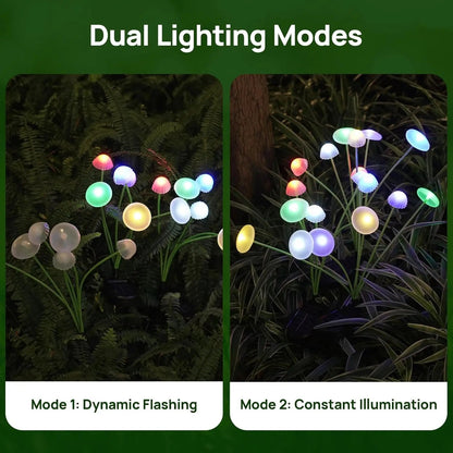 Garden Solar Mushroom Lights Swinging Multi-Head Set of 2