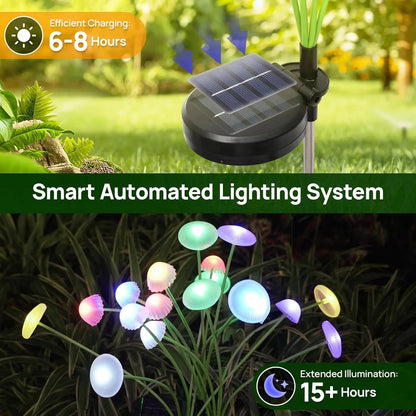 Garden Solar Mushroom Lights Swinging Multi-Head Set of 2