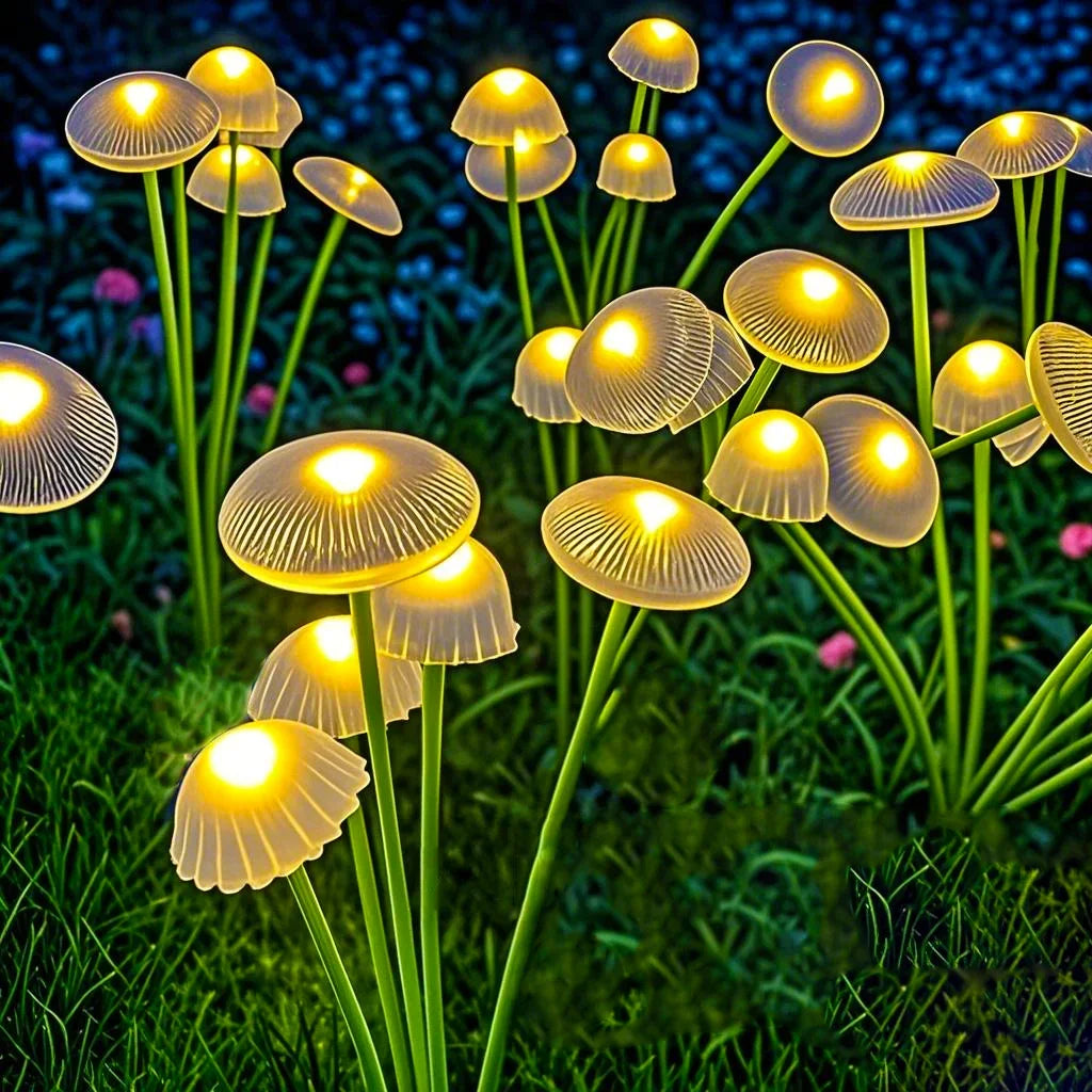 Garden Solar Mushroom Lights Swinging Multi-Head Set of 2