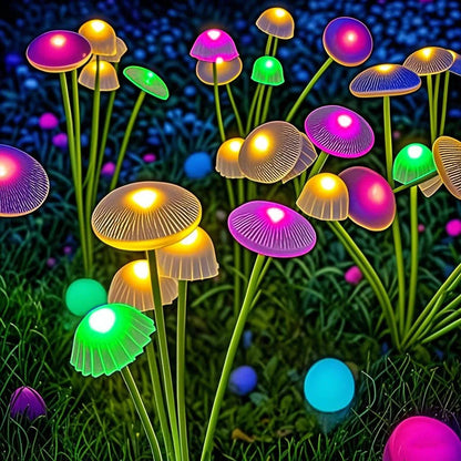 Garden Solar Mushroom Lights Swinging Multi-Head Set of 2
