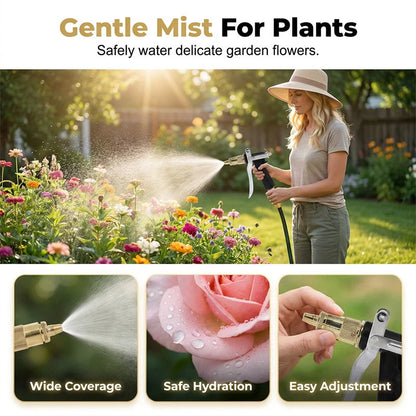 Garden Spray Gun Adjustable Copper-Coated Brass Nozzle