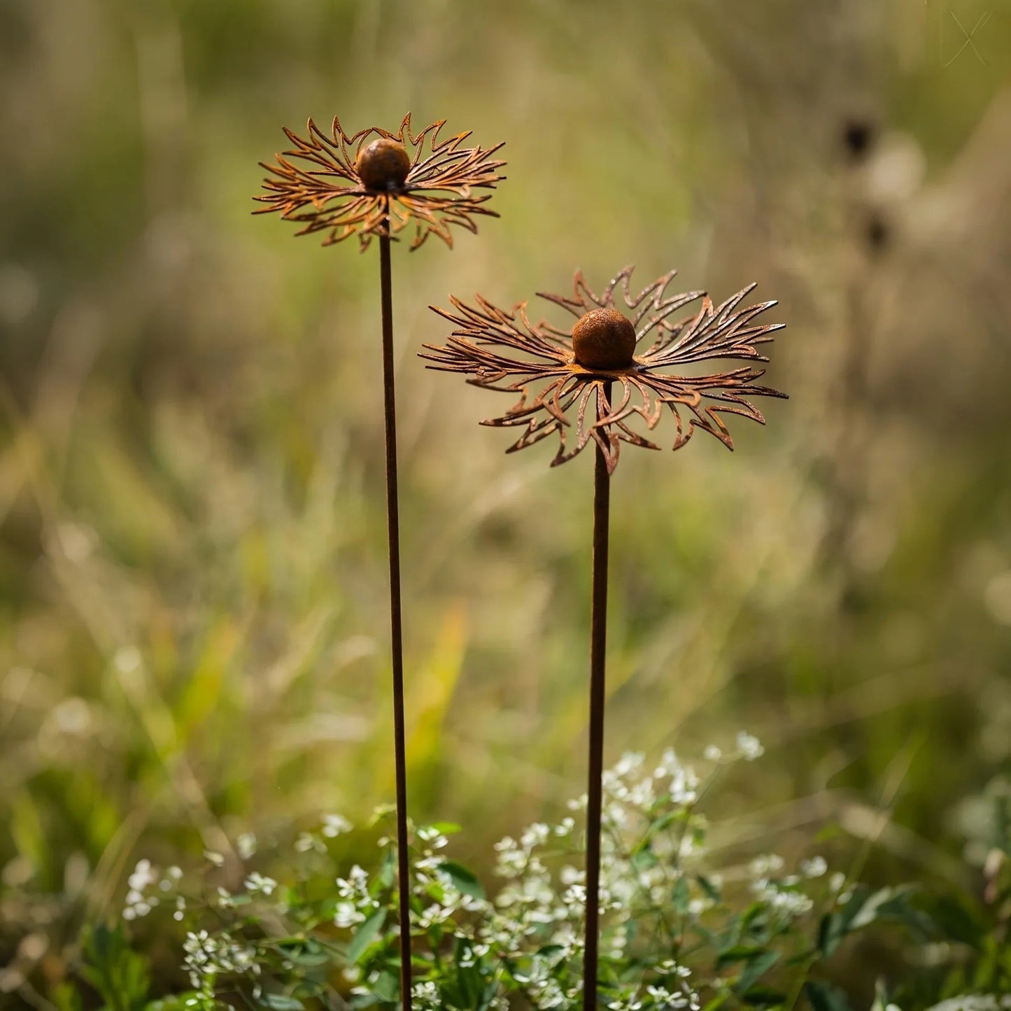 Garden Stake Bluebonnet Solid Iron Rust Patina