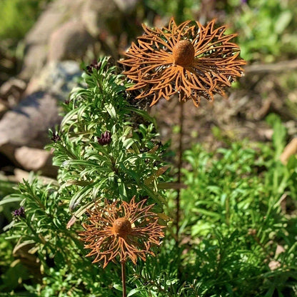 Garden Stake Bluebonnet Solid Iron Rust Patina