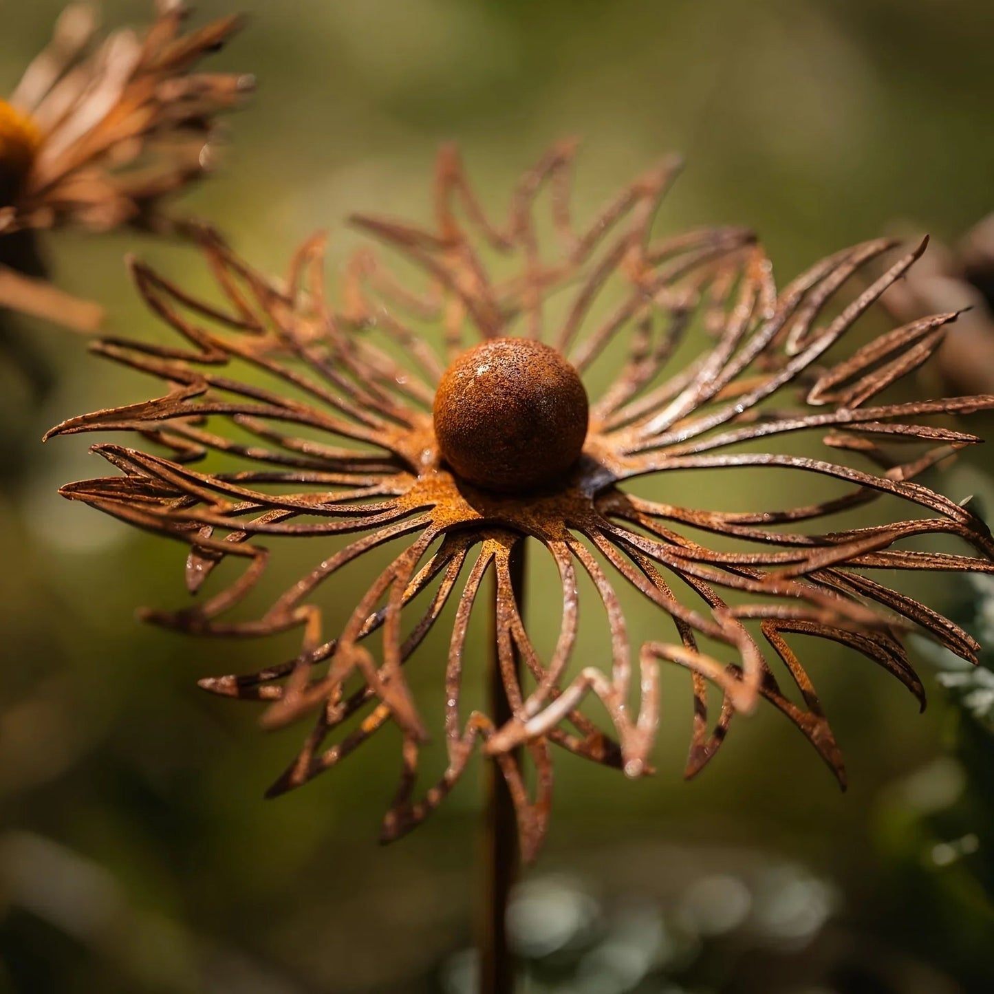 Garden Stake Bluebonnet Solid Iron Rust Patina